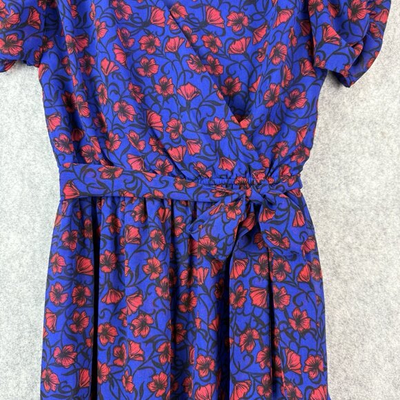 Disney Snow White and the Seven Dwarves Maxi Wrap Dress‎ M Royal Blue Red Floral - Picture 4 of 11